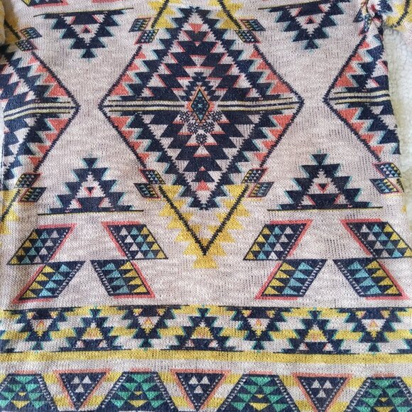 Vintage Boutique Maru Long Sleeve Mesh See Through Aztec Western Blouse Medium - Picture 5 of 6